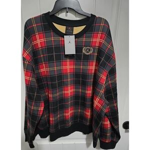 Jordan Womens Plus 2X Crewneck Sweatshirt Plaid NEW Loose Fit